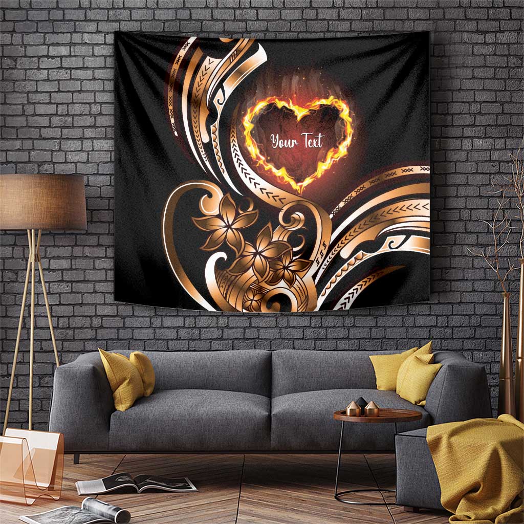 Personalised Polynesian Fiery Heart Tapestry Passionate Love LT01 Black - Polynesian Pride