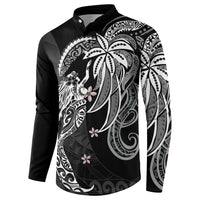 Polynesian Mermaid Plumeria Tribal Tattoo Button Sweatshirt