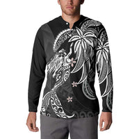 Polynesian Mermaid Plumeria Tribal Tattoo Button Sweatshirt