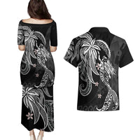 Polynesian Mermaid Plumeria Tribal Tattoo Couples Matching Puletasi and Hawaiian Shirt LT01 - Polynesian Pride