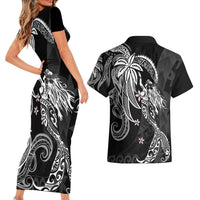 Polynesian Mermaid Plumeria Tribal Tattoo Couples Matching Short Sleeve Bodycon Dress and Hawaiian Shirt LT01 - Polynesian Pride
