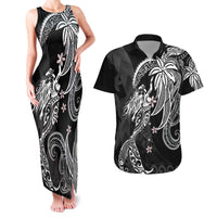 Polynesian Mermaid Plumeria Tribal Tattoo Couples Matching Tank Maxi Dress and Hawaiian Shirt LT01 Black - Polynesian Pride