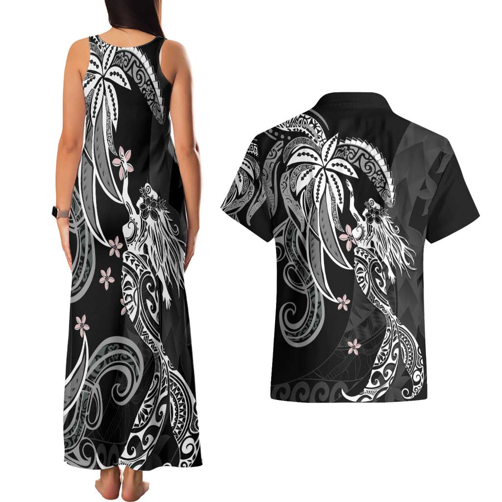 Polynesian Mermaid Plumeria Tribal Tattoo Couples Matching Tank Maxi Dress and Hawaiian Shirt LT01 - Polynesian Pride