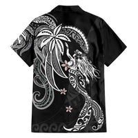 Polynesian Mermaid Plumeria Tribal Tattoo Family Matching Off The Shoulder Long Sleeve Dress and Hawaiian Shirt LT01 - Polynesian Pride
