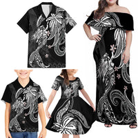Polynesian Mermaid Plumeria Tribal Tattoo Family Matching Off Shoulder Maxi Dress and Hawaiian Shirt LT01 - Polynesian Pride