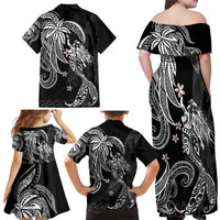 Polynesian Mermaid Plumeria Tribal Tattoo Family Matching Off Shoulder Maxi Dress and Hawaiian Shirt LT01 - Polynesian Pride