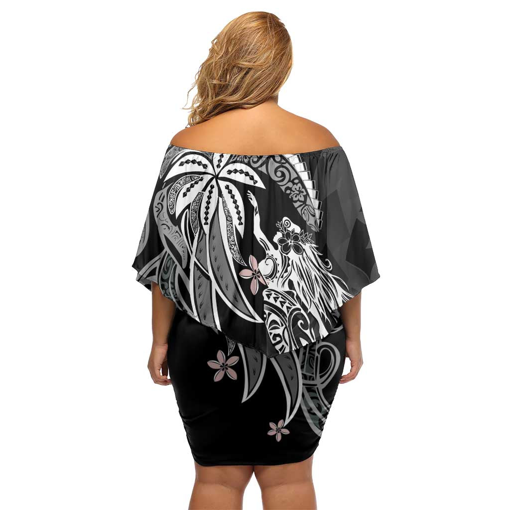Polynesian Mermaid Plumeria Tribal Tattoo Family Matching Off Shoulder Short Dress and Hawaiian Shirt LT01 - Polynesian Pride