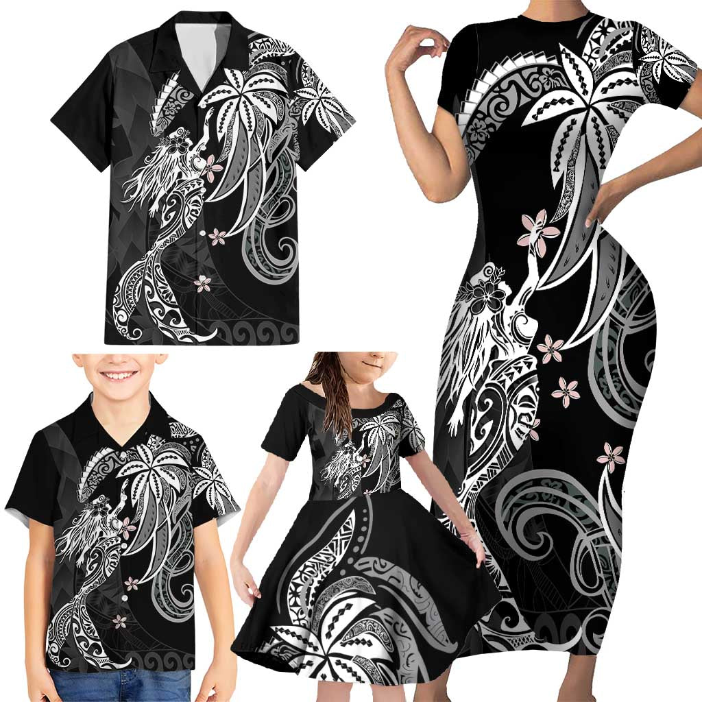 Polynesian Mermaid Plumeria Tribal Tattoo Family Matching Short Sleeve Bodycon Dress and Hawaiian Shirt LT01 - Polynesian Pride