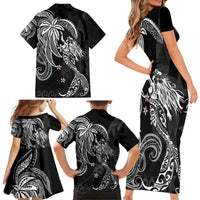 Polynesian Mermaid Plumeria Tribal Tattoo Family Matching Short Sleeve Bodycon Dress and Hawaiian Shirt LT01 - Polynesian Pride