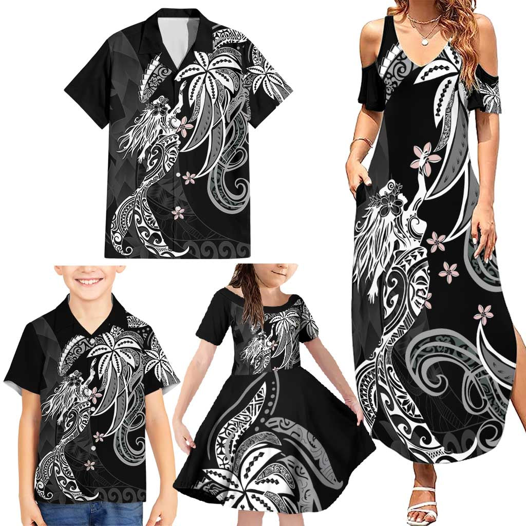 Polynesian Mermaid Plumeria Tribal Tattoo Family Matching Summer Maxi Dress and Hawaiian Shirt LT01 - Polynesian Pride