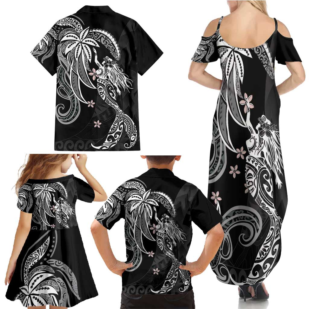Polynesian Mermaid Plumeria Tribal Tattoo Family Matching Summer Maxi Dress and Hawaiian Shirt LT01 - Polynesian Pride