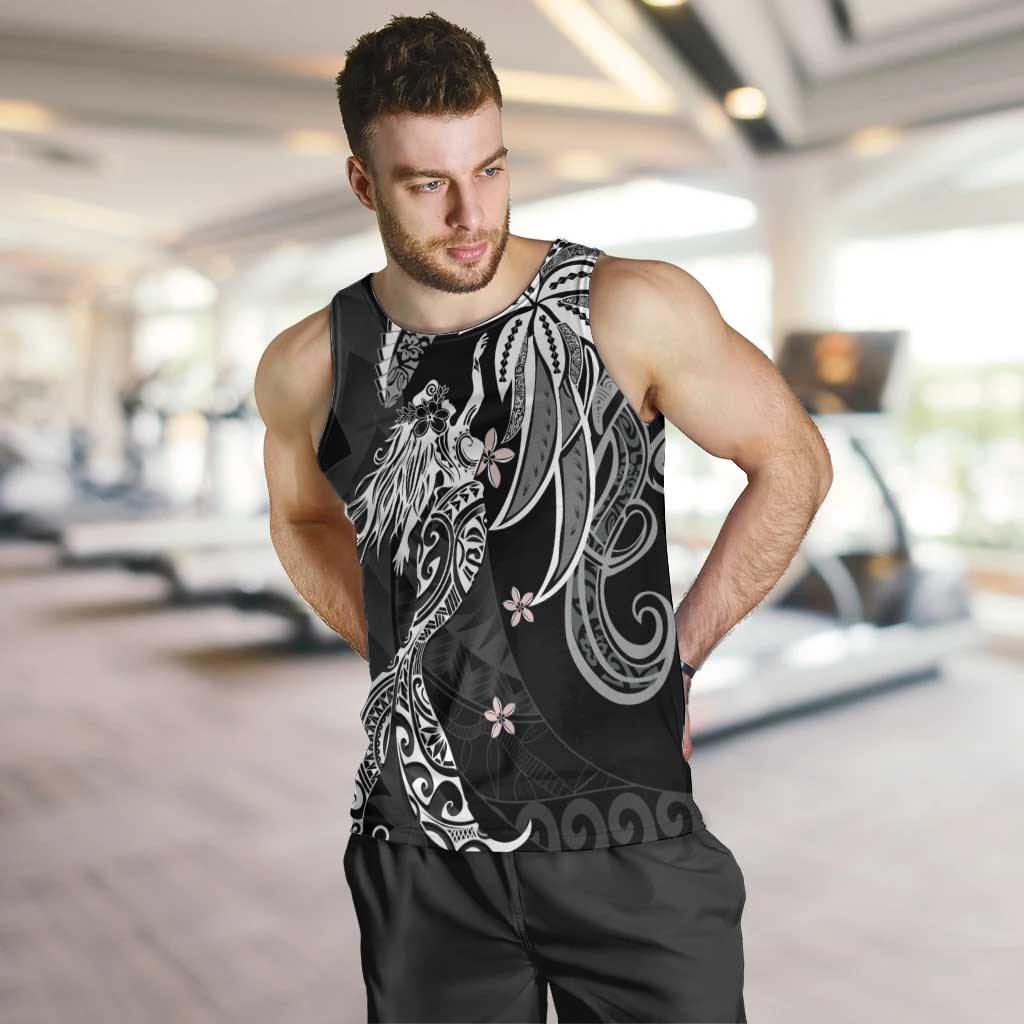 Polynesian Mermaid Plumeria Tribal Tattoo Men Tank Top LT01 Black - Polynesian Pride