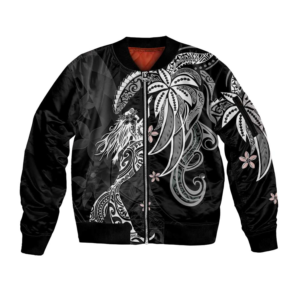 Polynesian Mermaid Plumeria Tribal Tattoo Sleeve Zip Bomber Jacket LT01 Unisex Black - Polynesian Pride