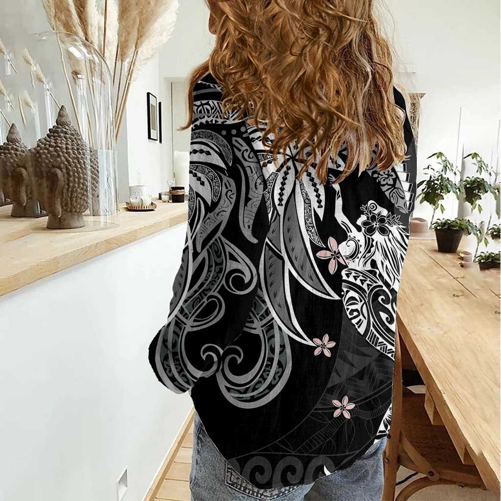 Polynesian Mermaid Plumeria Tribal Tattoo Women Casual Shirt LT01 - Polynesian Pride