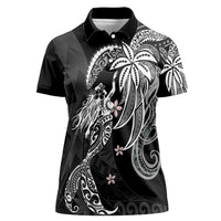 Polynesian Mermaid Plumeria Tribal Tattoo Women Polo Shirt LT01 Female Black - Polynesian Pride