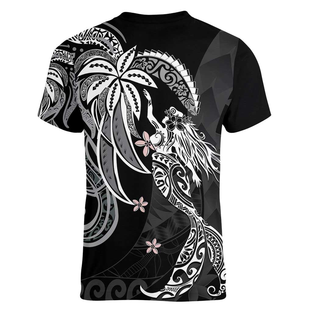 Polynesian Mermaid Plumeria Tribal Tattoo Women V-Neck T-Shirt LT01 - Polynesian Pride