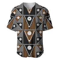 Fiji Brown Masi Pattern Baseball Jersey Fijian Tapa