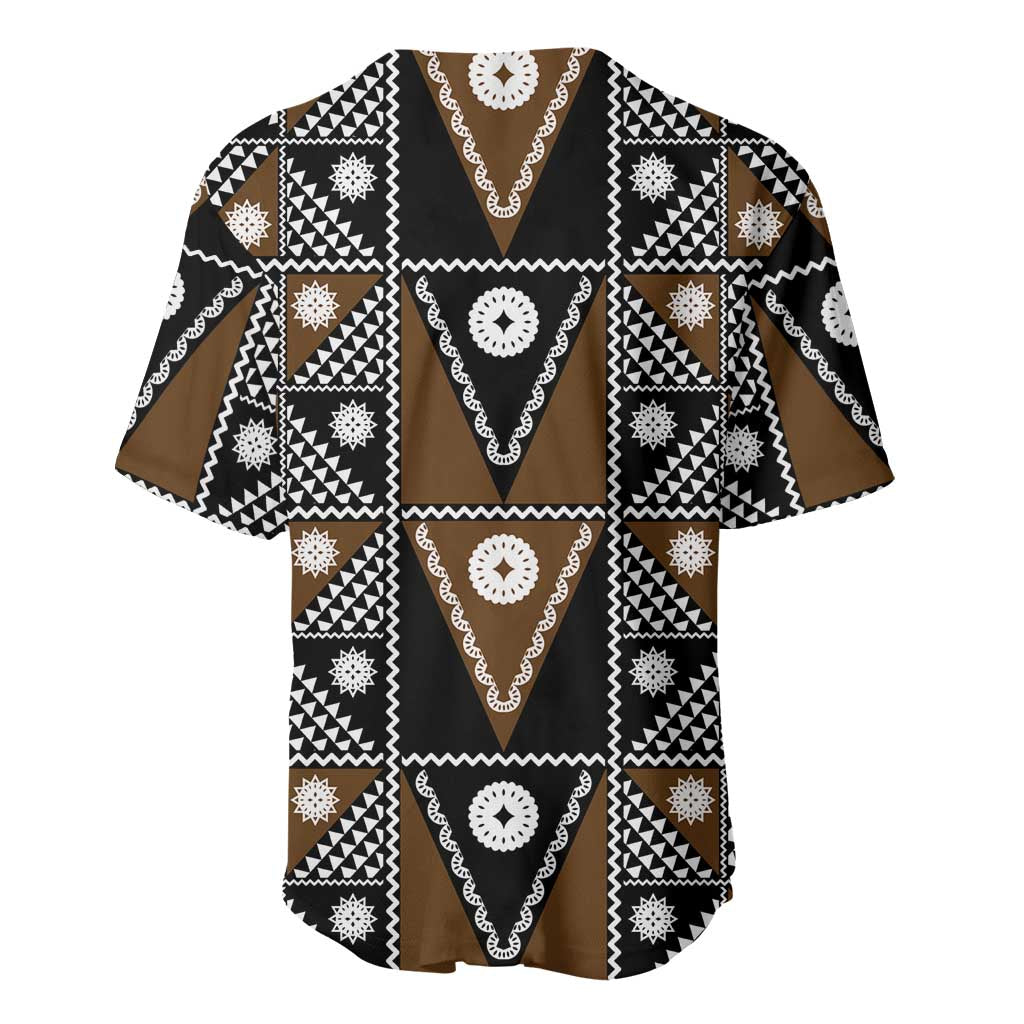 Fiji Brown Masi Pattern Baseball Jersey Fijian Tapa