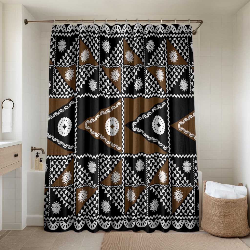 Fiji Brown Masi Pattern Bathroom Set Fijian Tapa