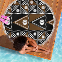 Fiji Brown Masi Pattern Beach Blanket Fijian Tapa