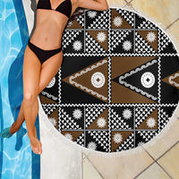 Fiji Brown Masi Pattern Beach Blanket Fijian Tapa