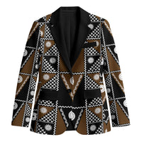 Fiji Brown Masi Pattern Blazer Fijian Tapa