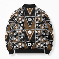 Fiji Brown Masi Pattern Bomber Puffer Jacket Fijian Tapa