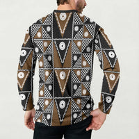 Fiji Brown Masi Pattern Button Sweatshirt Fijian Tapa