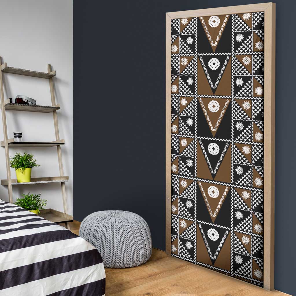 Fiji Brown Masi Pattern Door Cover Fijian Tapa