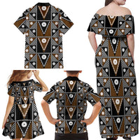 Fiji Brown Masi Pattern Family Matching Off Shoulder Maxi Dress and Hawaiian Shirt Fijian Tapa LT01 - Polynesian Pride