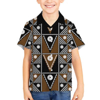 Fiji Brown Masi Pattern Family Matching Off Shoulder Maxi Dress and Hawaiian Shirt Fijian Tapa LT01 Son's Shirt Brown - Polynesian Pride