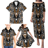 Fiji Brown Masi Pattern Family Matching Puletasi and Hawaiian Shirt Fijian Tapa LT01 - Polynesian Pride