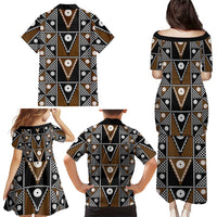Fiji Brown Masi Pattern Family Matching Puletasi and Hawaiian Shirt Fijian Tapa LT01 - Polynesian Pride