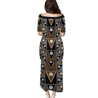 Fiji Brown Masi Pattern Family Matching Puletasi and Hawaiian Shirt Fijian Tapa LT01 - Polynesian Pride
