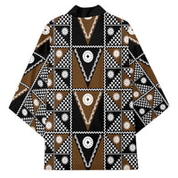 Fiji Brown Masi Pattern Kimono Fijian Tapa