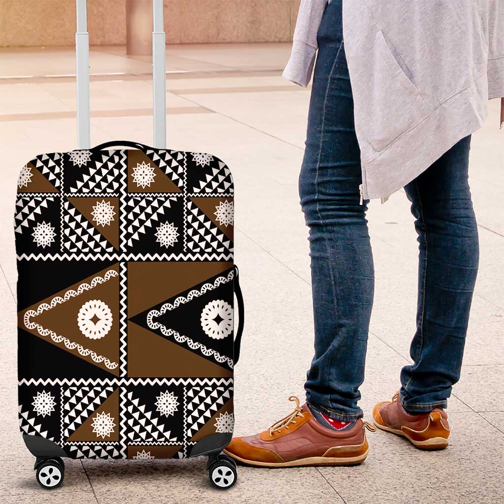 Fiji Brown Masi Pattern Luggage Cover Fijian Tapa LT01 Brown - Polynesian Pride