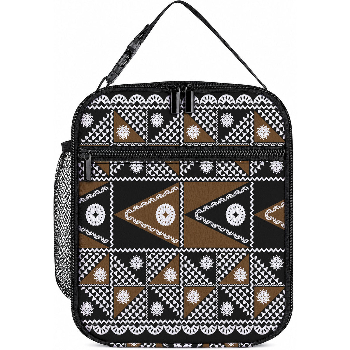 Fiji Brown Masi Pattern Lunch Bag Fijian Tapa