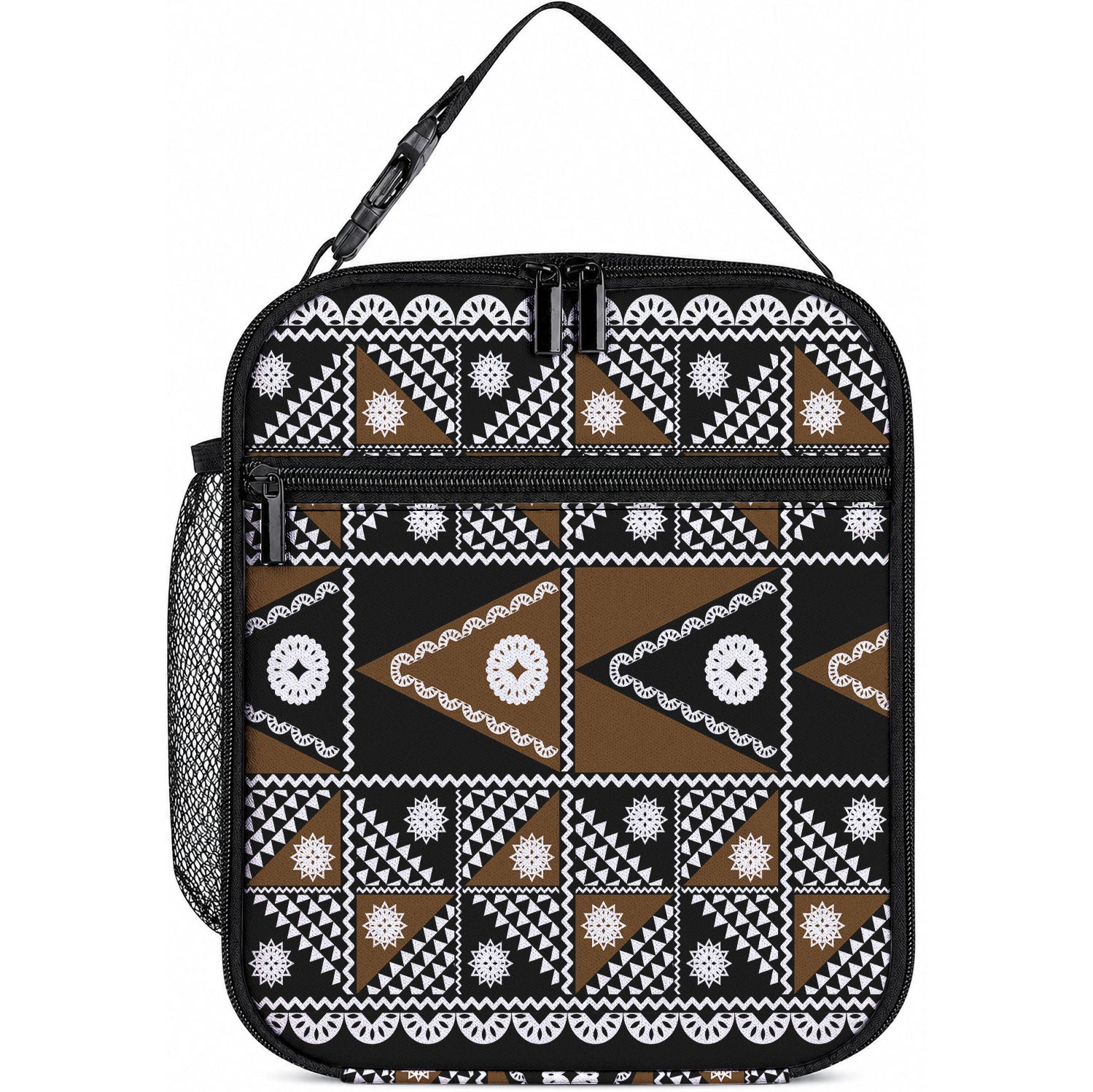 Fiji Brown Masi Pattern Lunch Bag Fijian Tapa