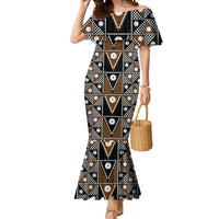Fiji Brown Masi Pattern Mermaid Dress Fijian Tapa LT01 Women Brown - Polynesian Pride