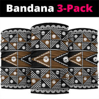 Fiji Brown Masi Pattern Neck Gaiter Fijian Tapa