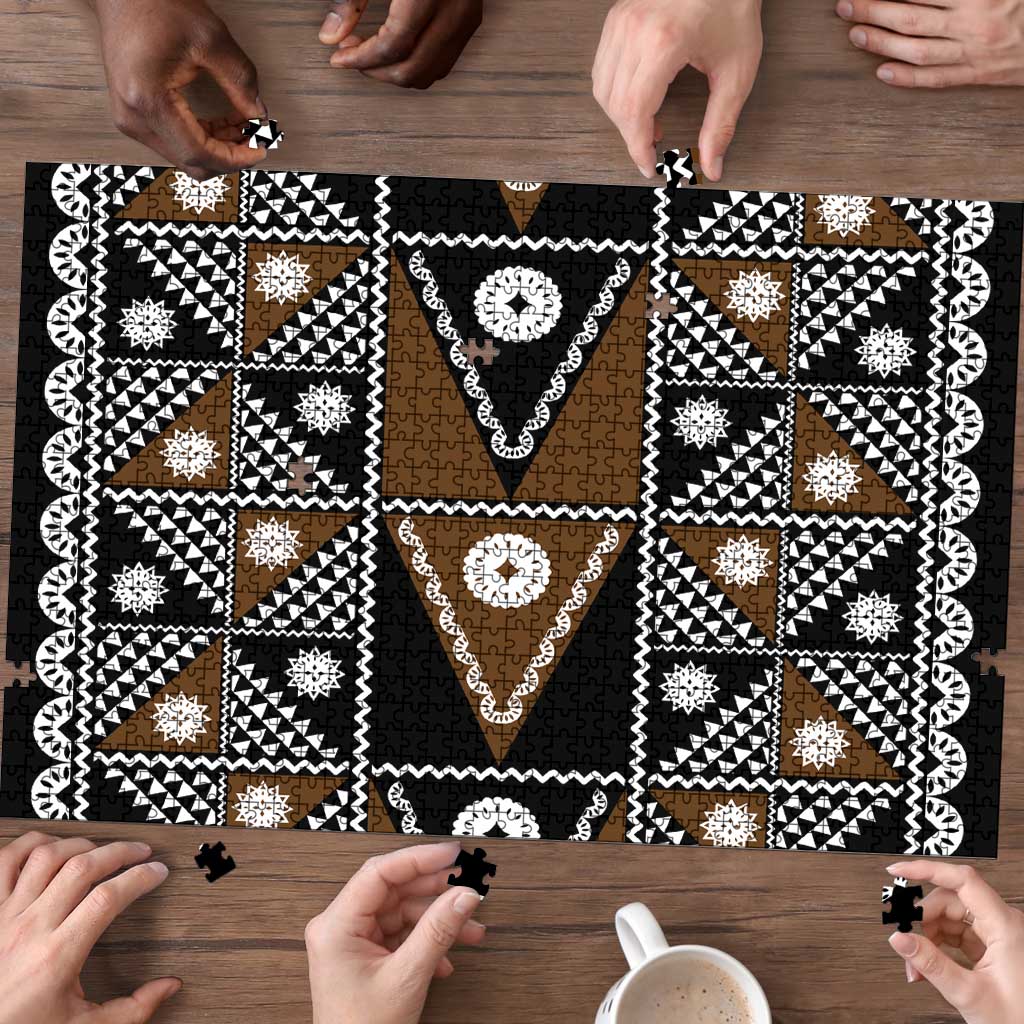 Fiji Brown Masi Pattern Puzzle Fijian Tapa