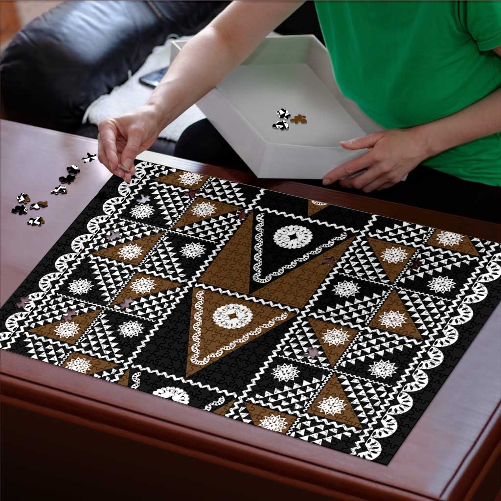 Fiji Brown Masi Pattern Puzzle Fijian Tapa