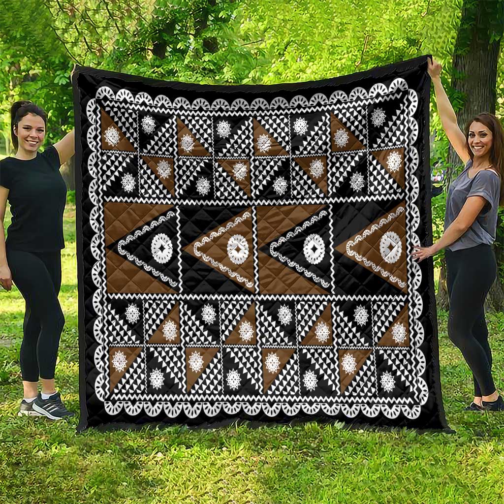 Fiji Brown Masi Pattern Quilt Fijian Tapa