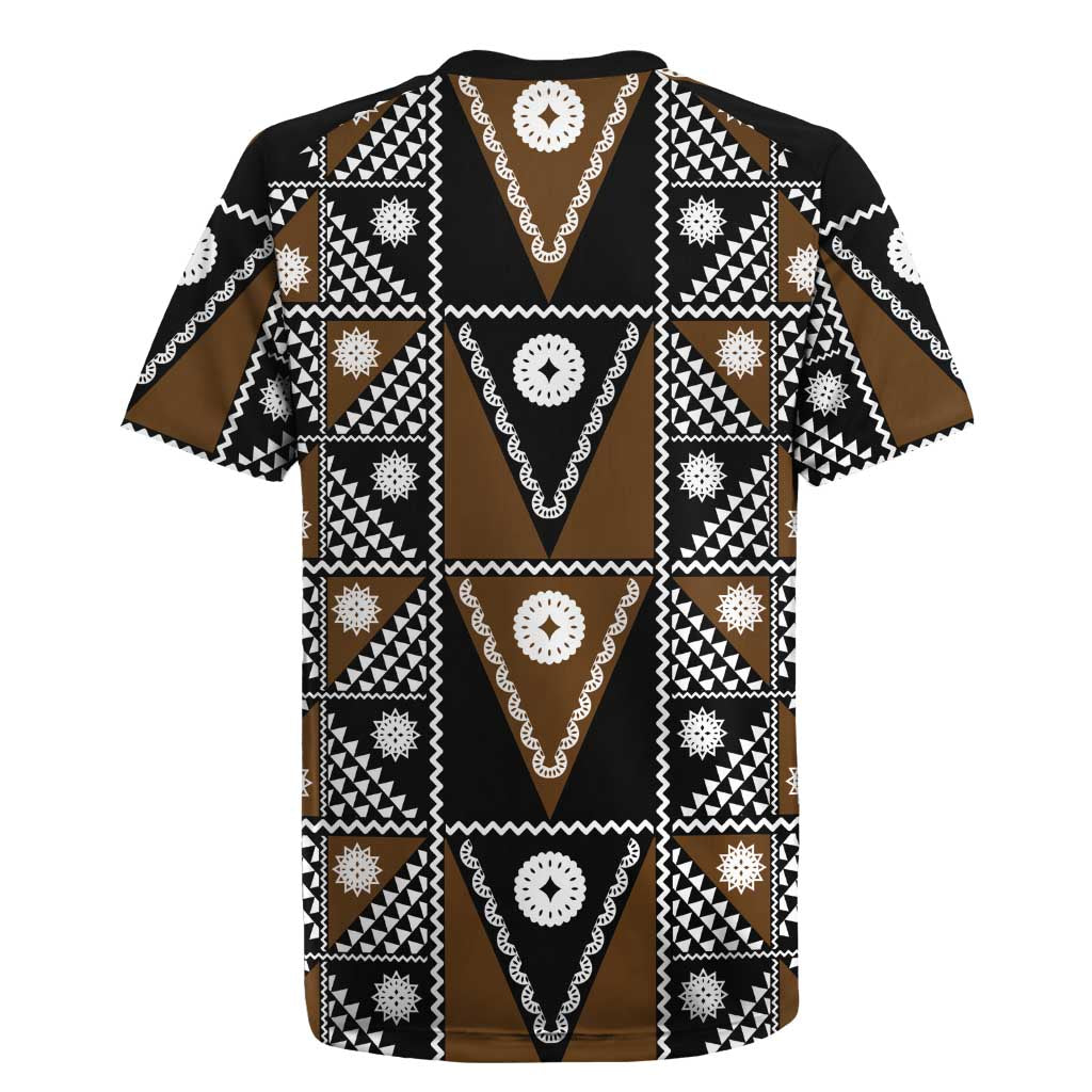 Fiji Brown Masi Pattern Rugby Jersey Fijian Tapa