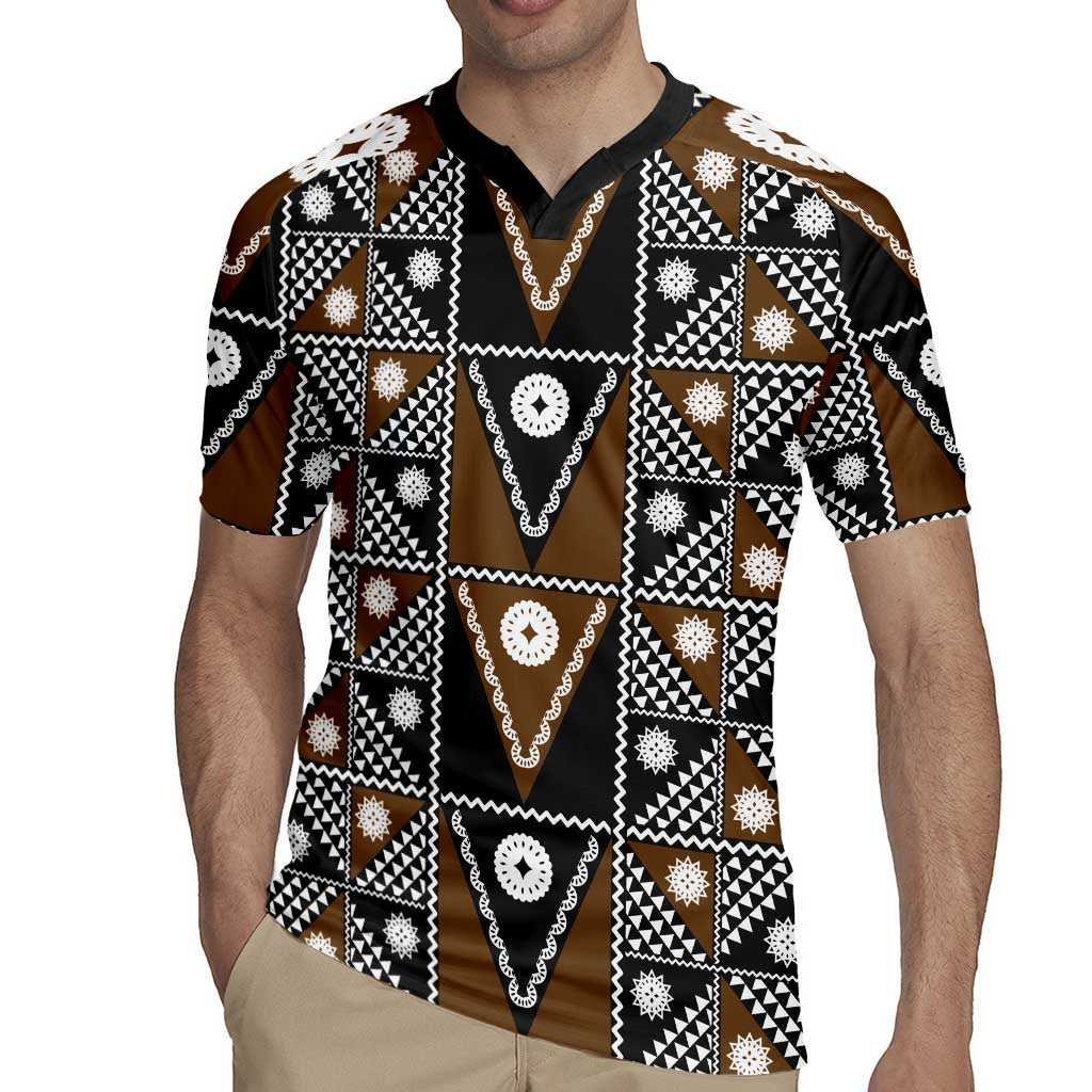 Fiji Brown Masi Pattern Rugby Jersey Fijian Tapa