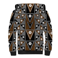 Fiji Brown Masi Pattern Sherpa Hoodie Fijian Tapa