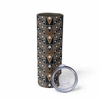 Fiji Brown Masi Pattern Skinny Tumbler Fijian Tapa