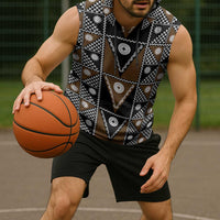 Fiji Brown Masi Pattern Sleeveless Hoodie Fijian Tapa