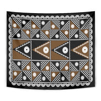Fiji Brown Masi Pattern Tapestry Fijian Tapa
