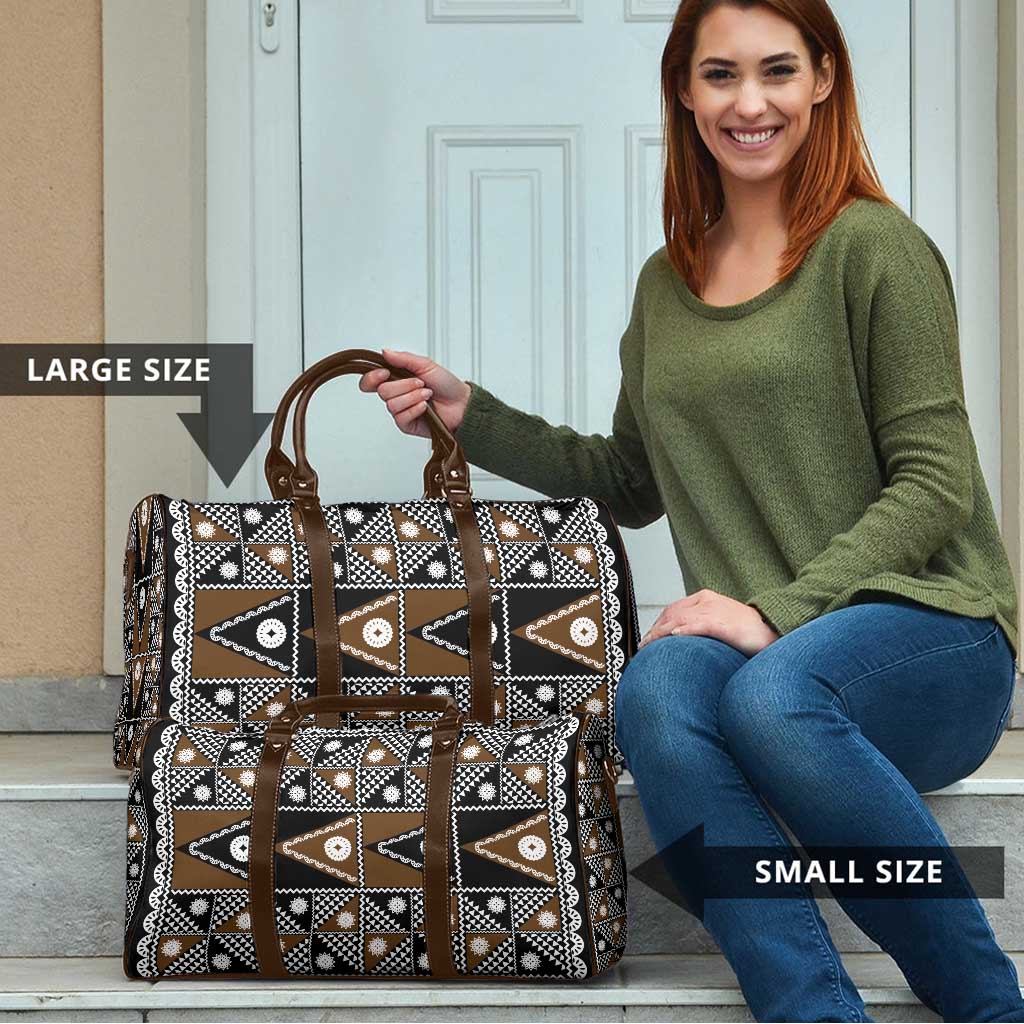 Fiji Brown Masi Pattern Travel Bag Fijian Tapa